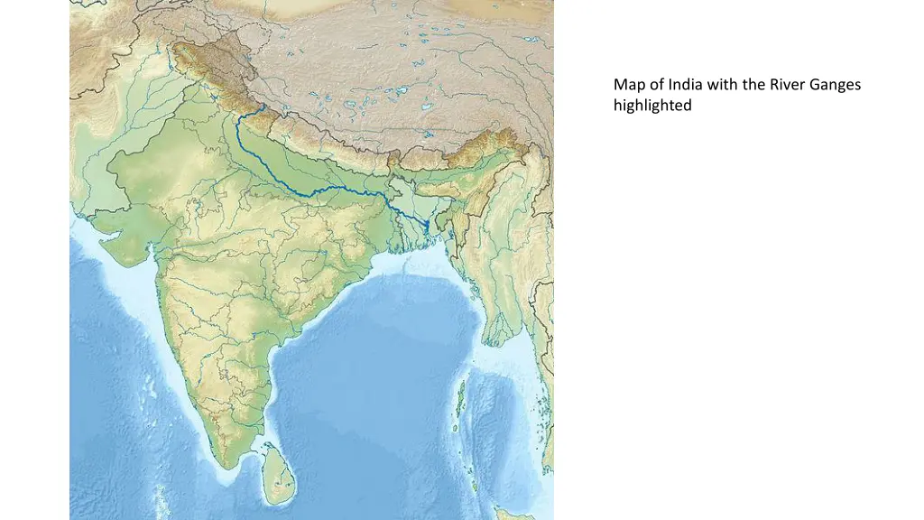map of india with the river ganges highlighted
