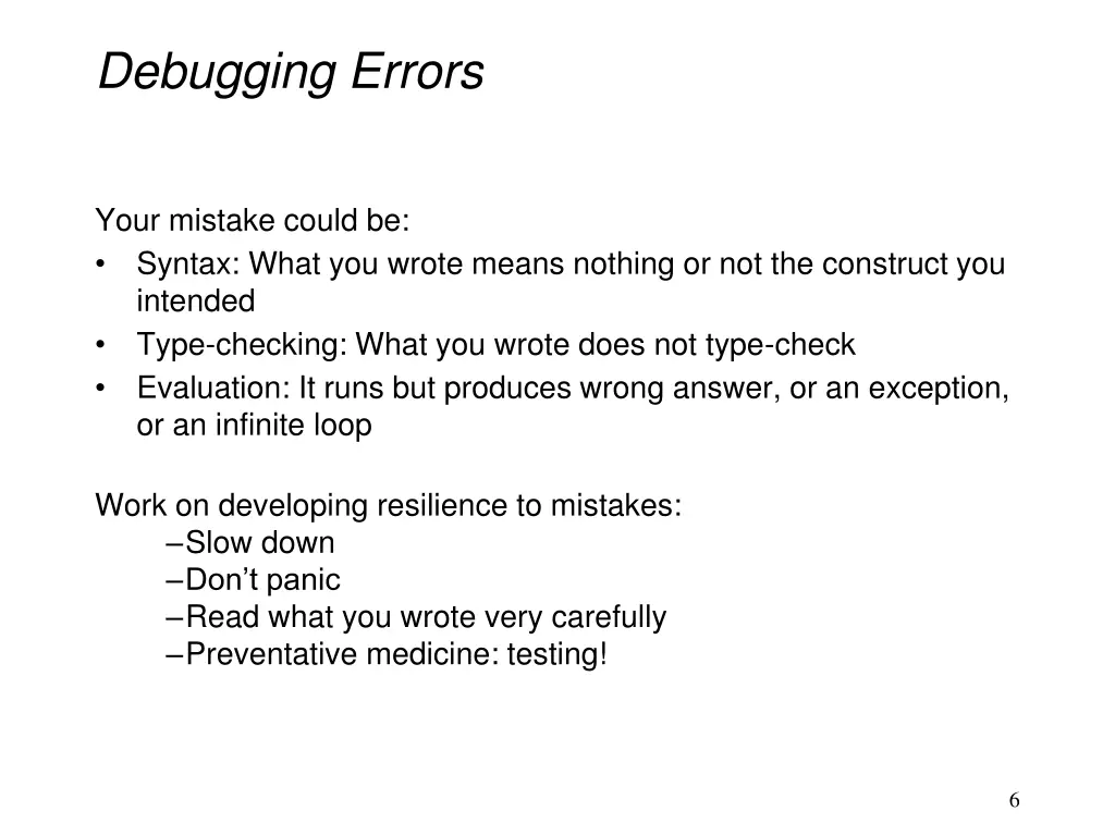 debugging errors