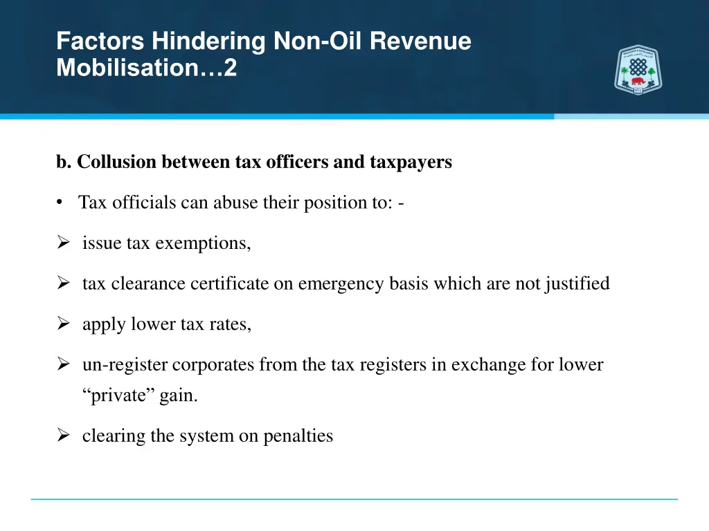 factors hindering non oil revenue mobilisation 2