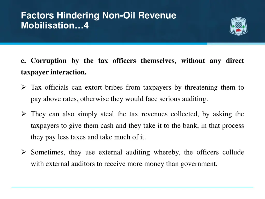 factors hindering non oil revenue mobilisation 4