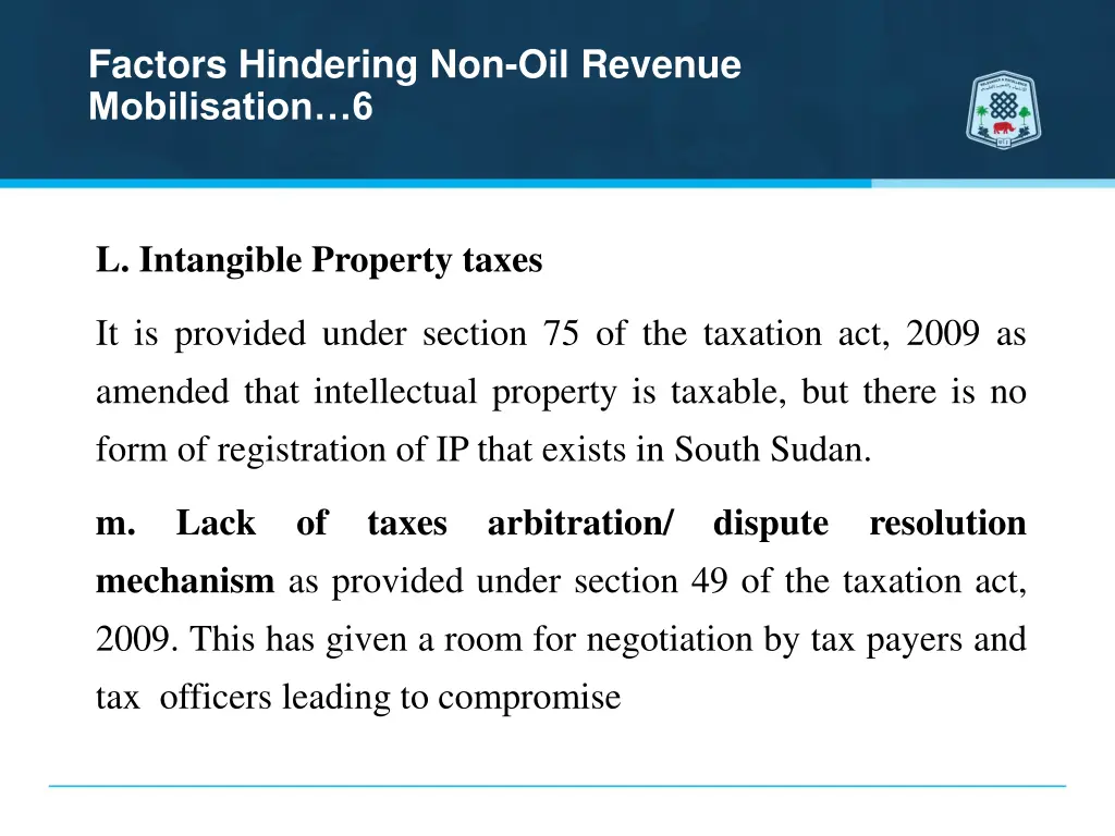 factors hindering non oil revenue mobilisation 6 1