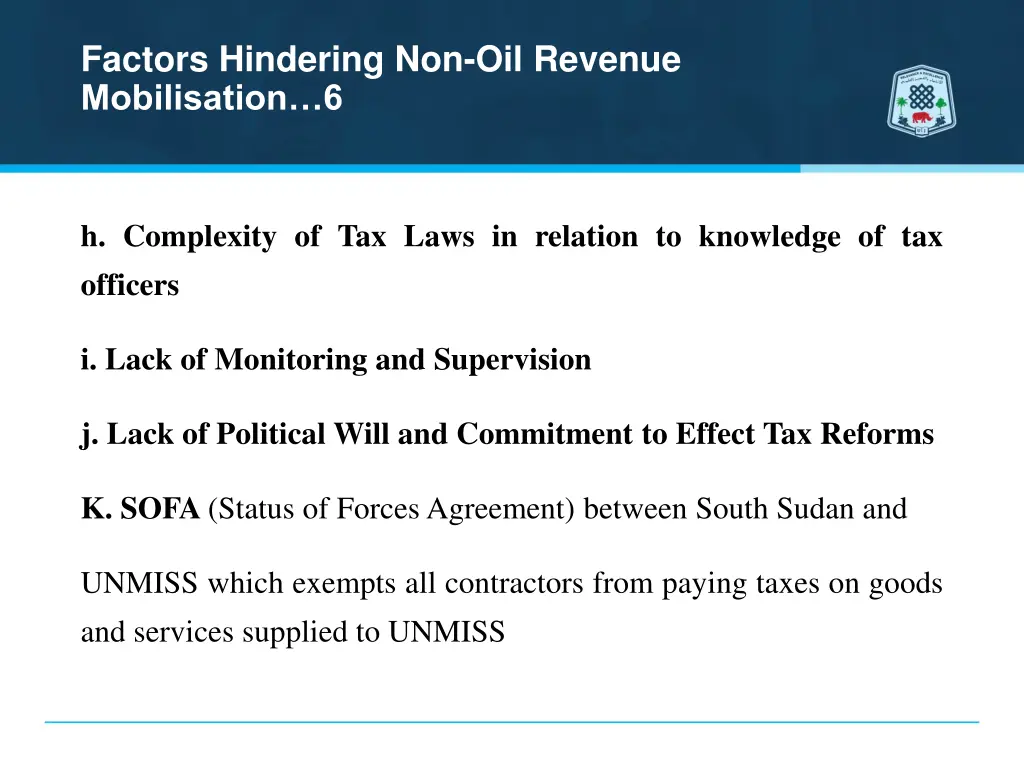 factors hindering non oil revenue mobilisation 6