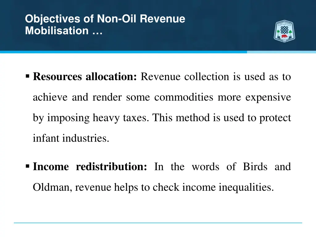 objectives of non oil revenue mobilisation