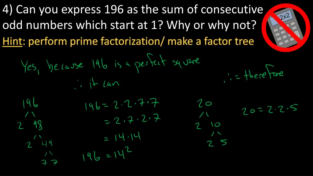 4 can you express 196 as the sum of consecutive