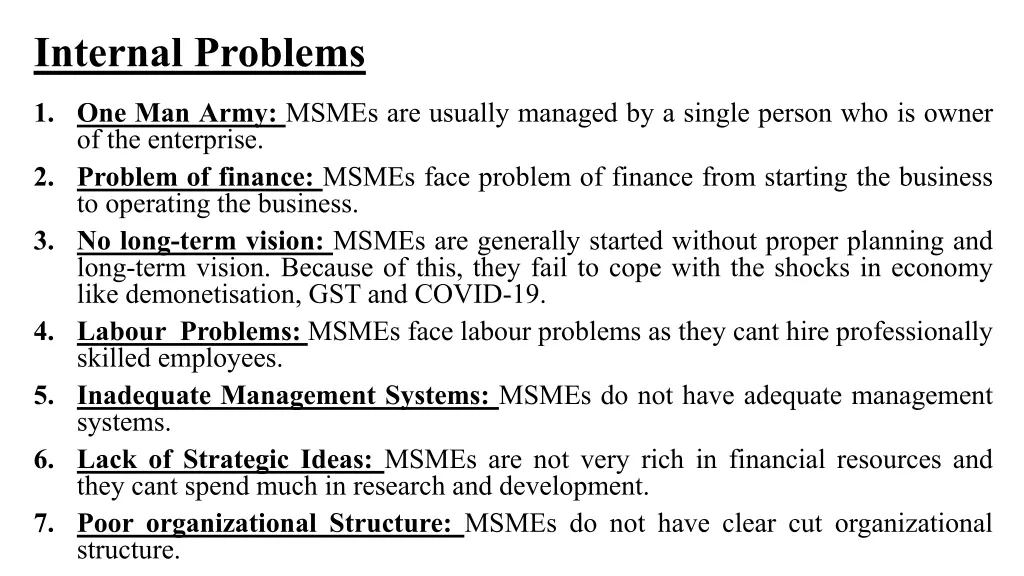 internal problems