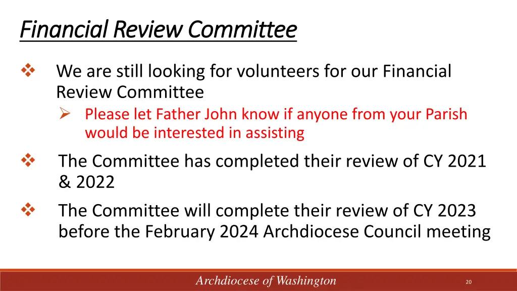 financial review committee financial review