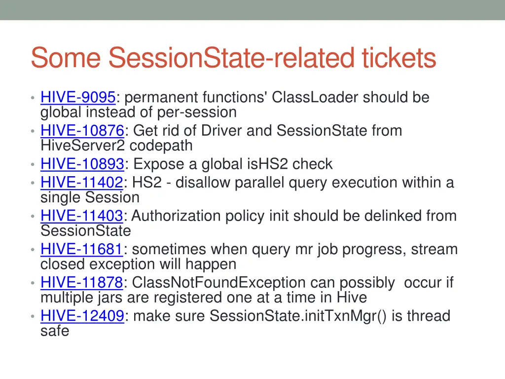 some sessionstate related tickets