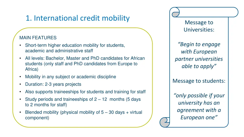 1 international credit mobility