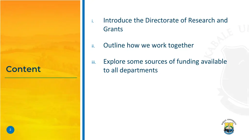 introduce the directorate of research and grants