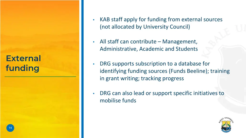 kab staff apply for funding from external sources