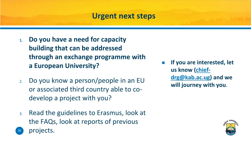 urgent next steps