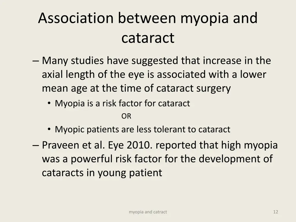 association between myopia and cataract