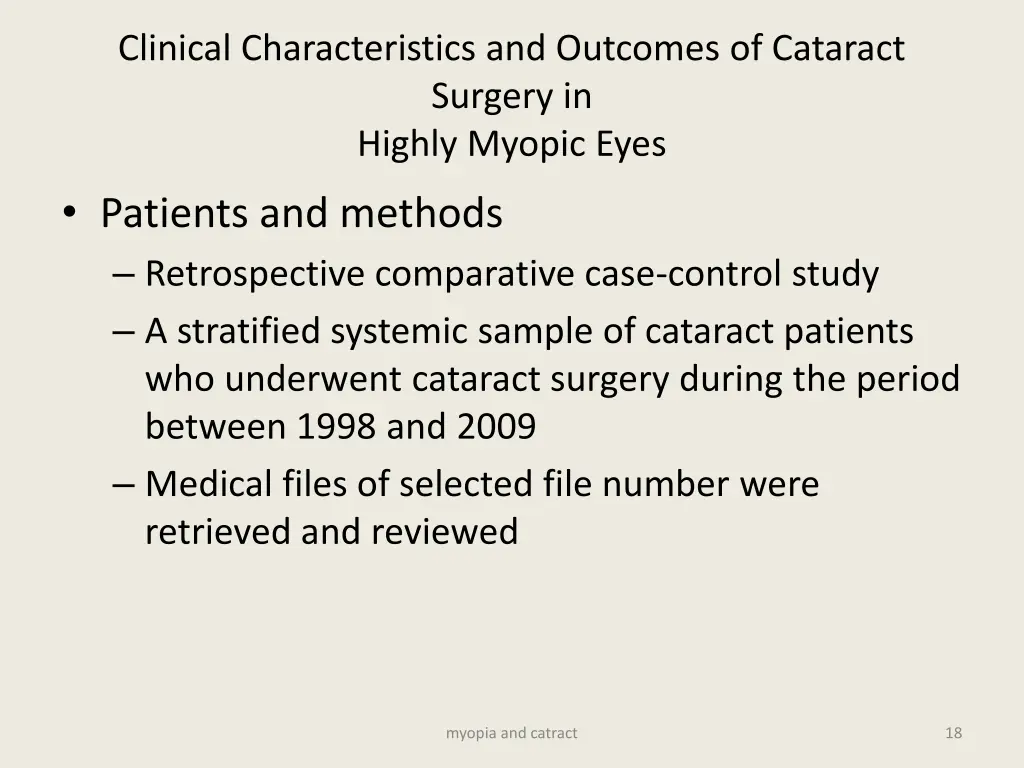 clinical characteristics and outcomes of cataract 1