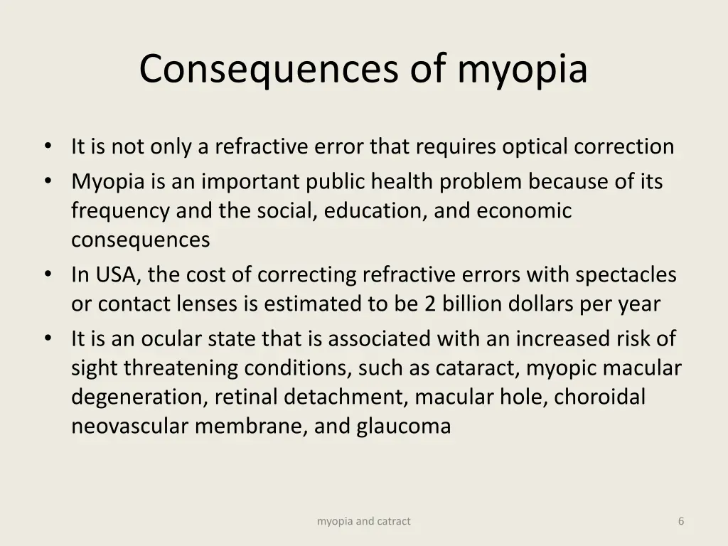 consequences of myopia
