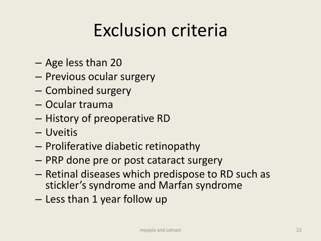 exclusion criteria