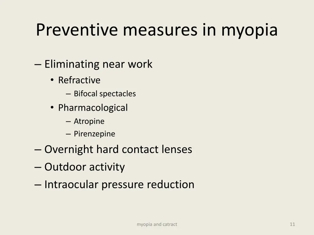 preventive measures in myopia