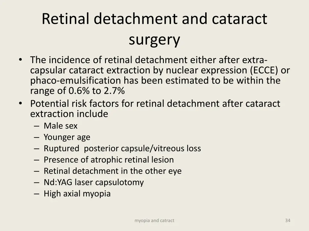 retinal detachment and cataract surgery
