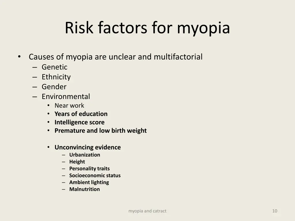 risk factors for myopia 1