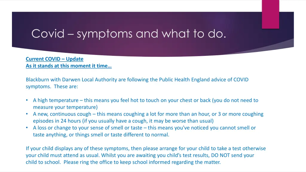covid symptoms and what to do