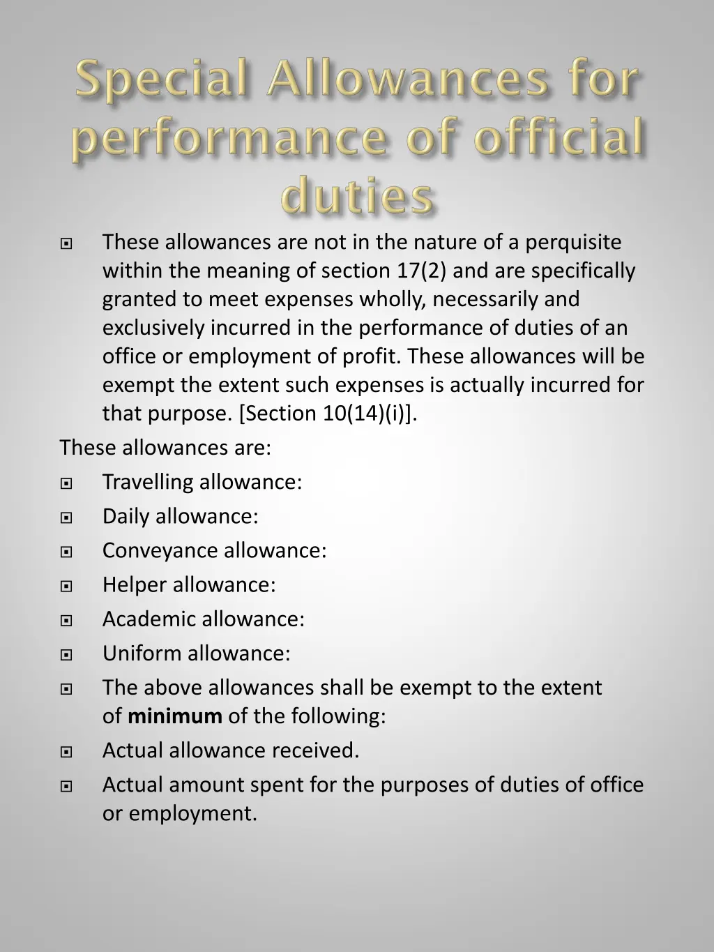 these allowances are not in the nature