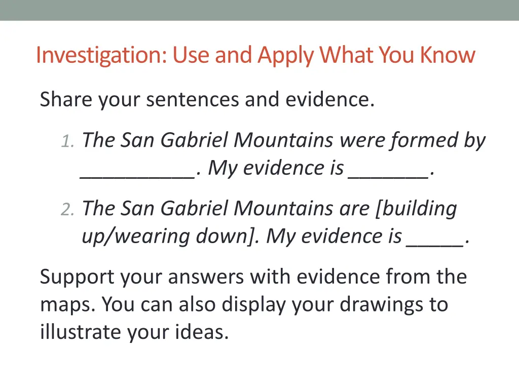 investigation use and apply what you know 2