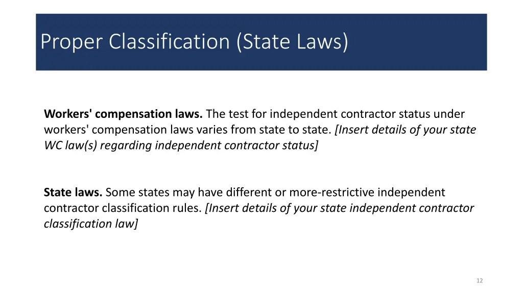 proper classification state laws