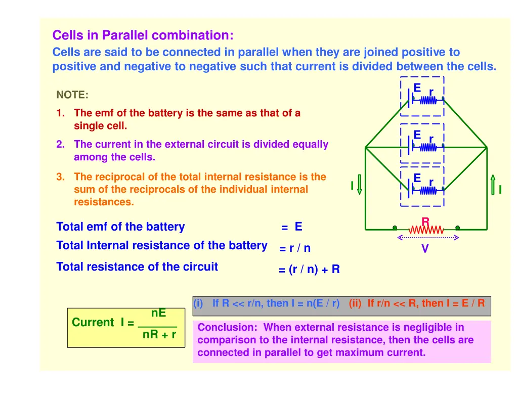 cells in parallel combination cells are said