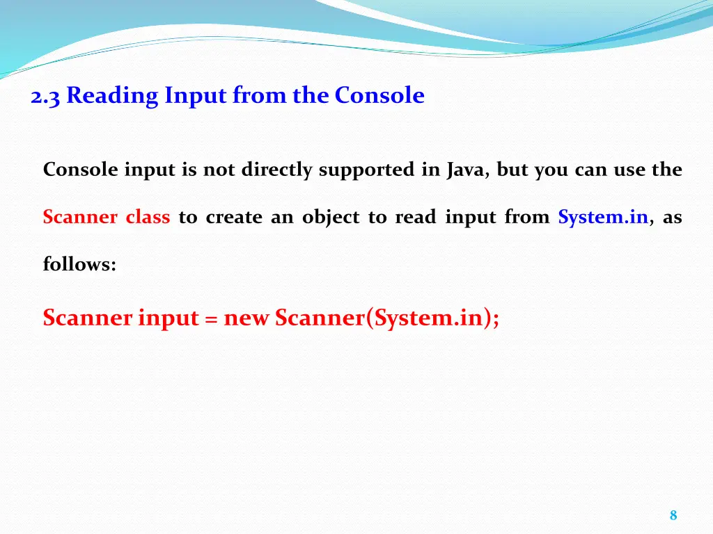 2 3 reading input from the console