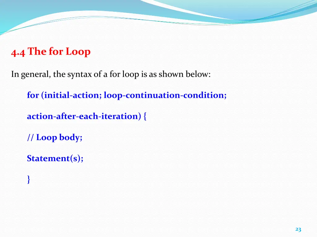4 4 the for loop
