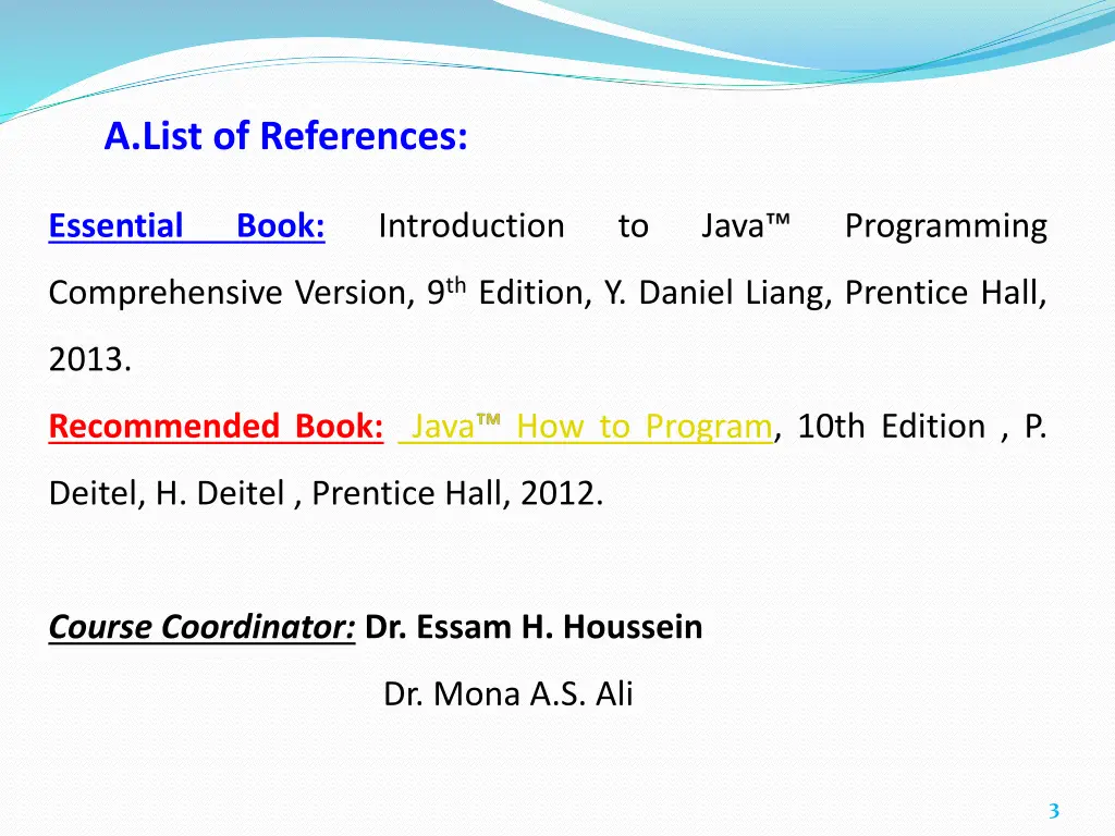 a list of references