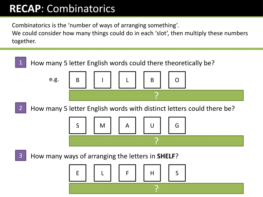 recap combinatorics