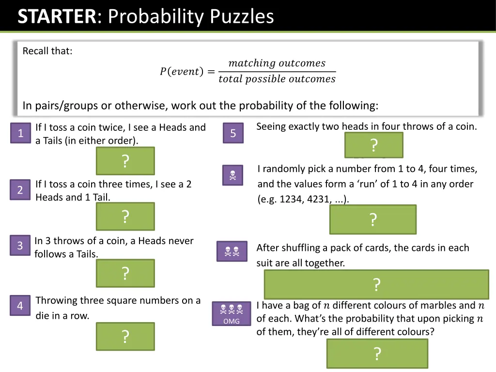 starter probability puzzles