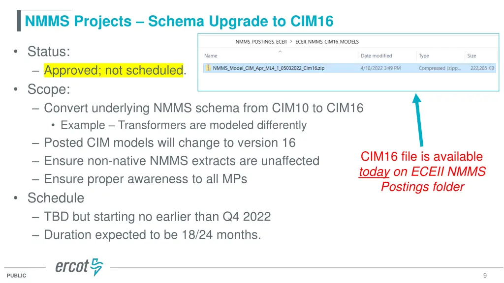 nmms projects schema upgrade to cim16