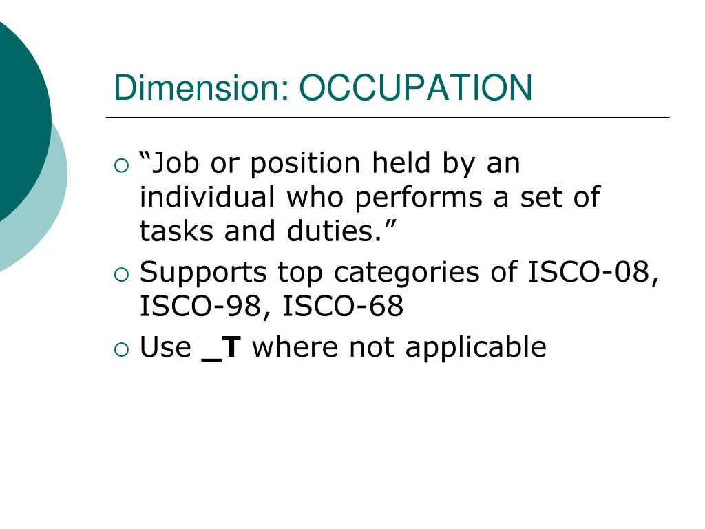 dimension occupation