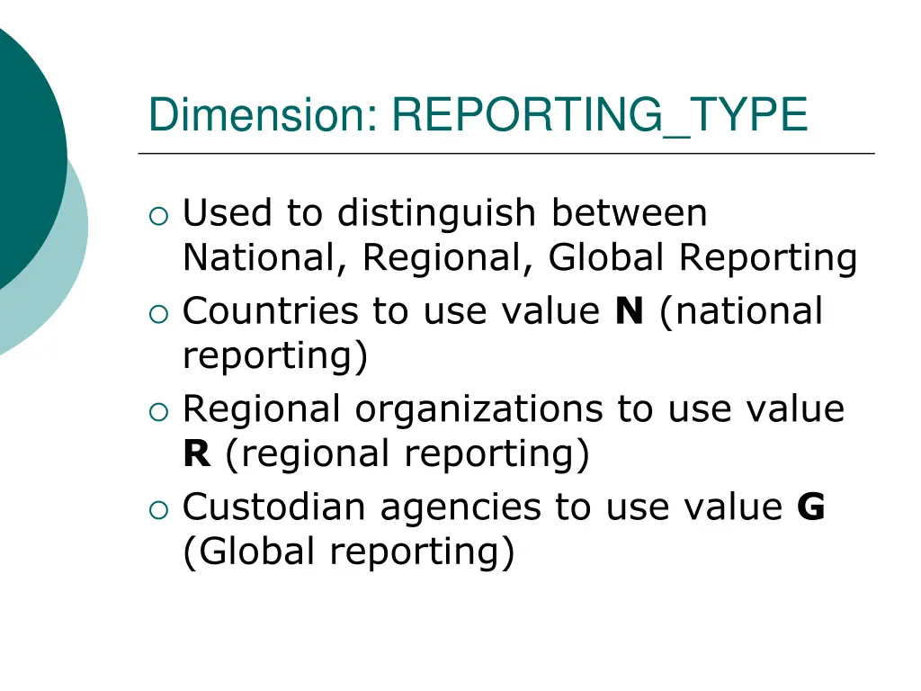 dimension reporting type