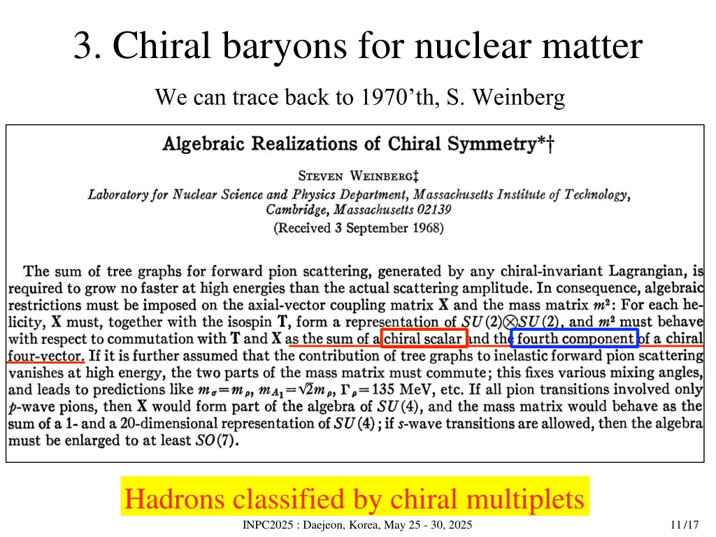 3 chiral baryons for nuclear matter 1