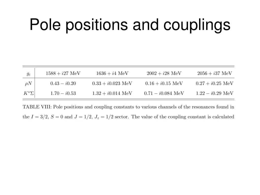pole positions and couplings 2