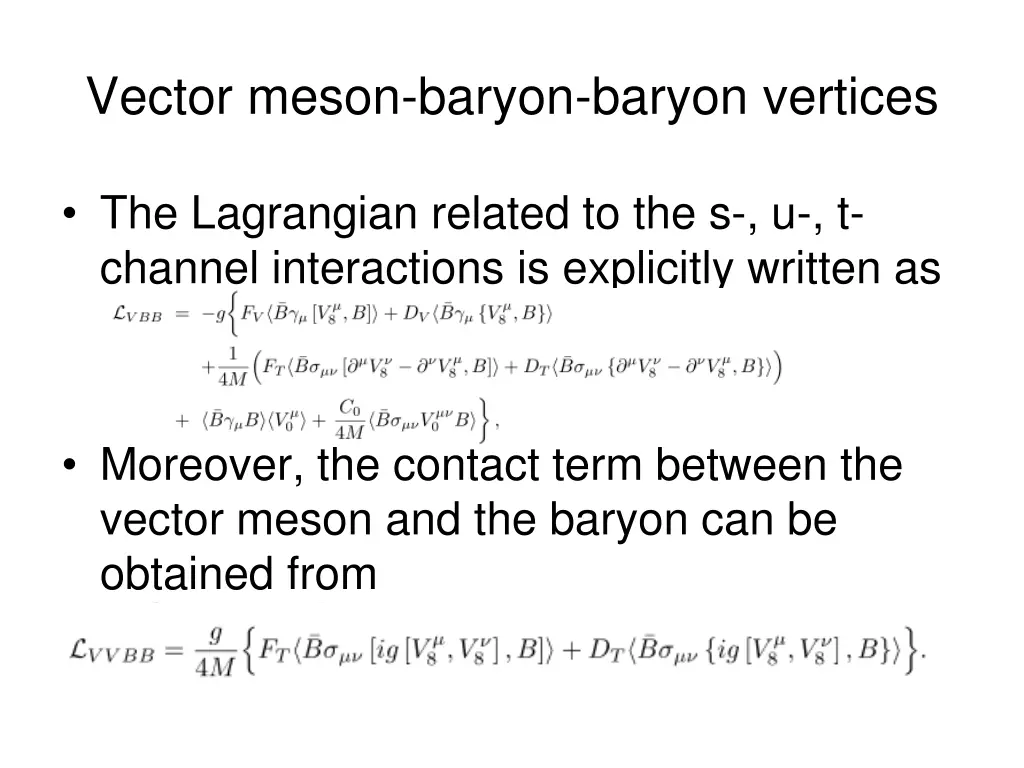 vector meson baryon baryon vertices