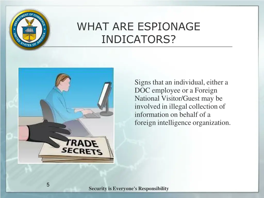 what are espionage indicators