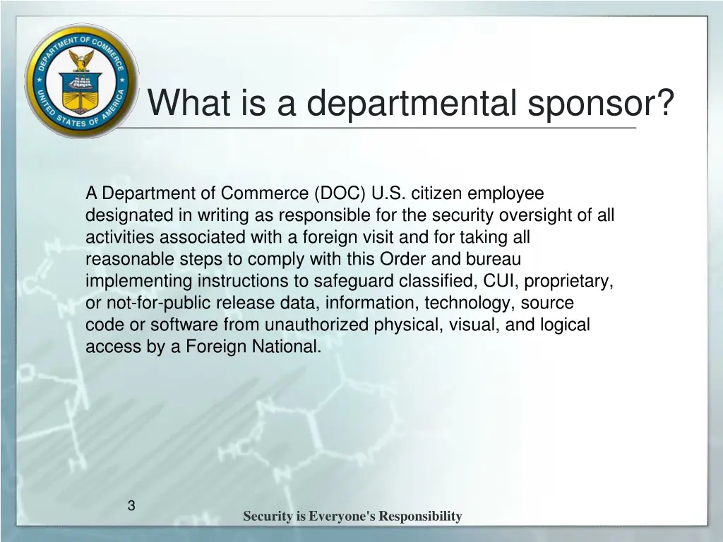 what is a departmental sponsor