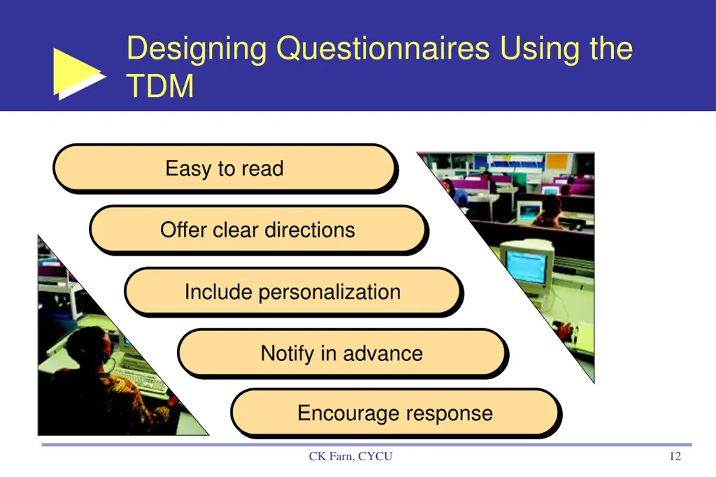 designing questionnaires using the tdm