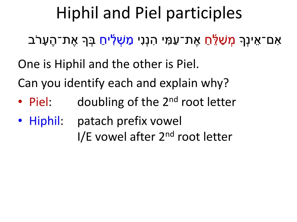 hiphil and piel participles 8