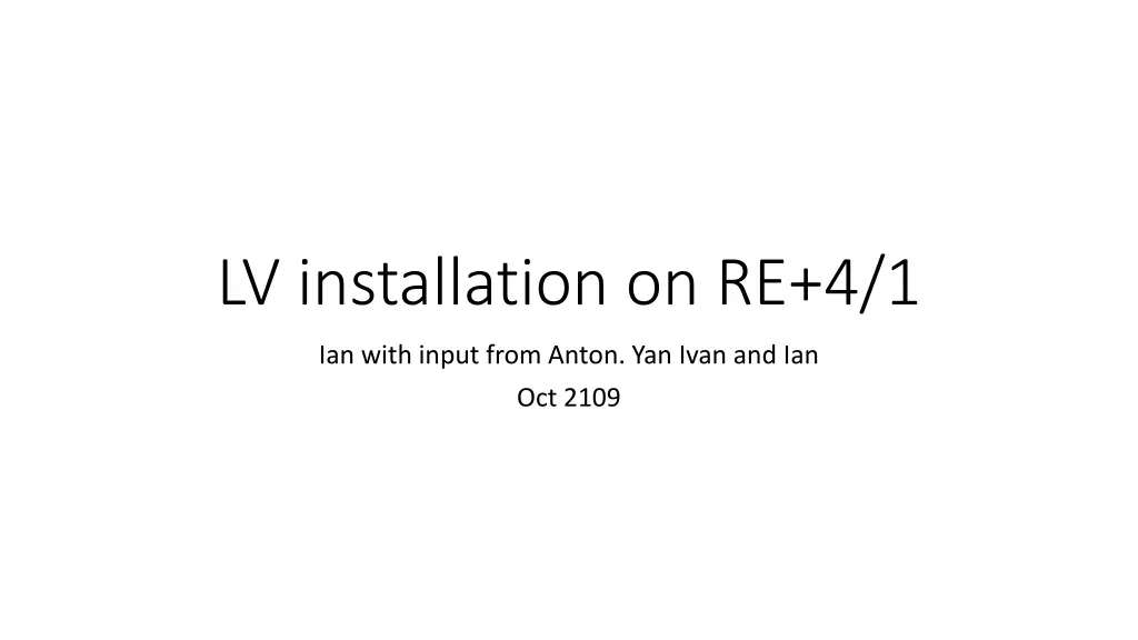 lv installation on re 4 1