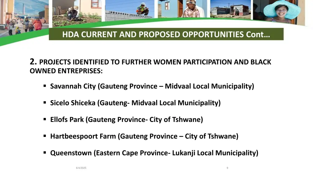 hda current and proposed opportunities cont