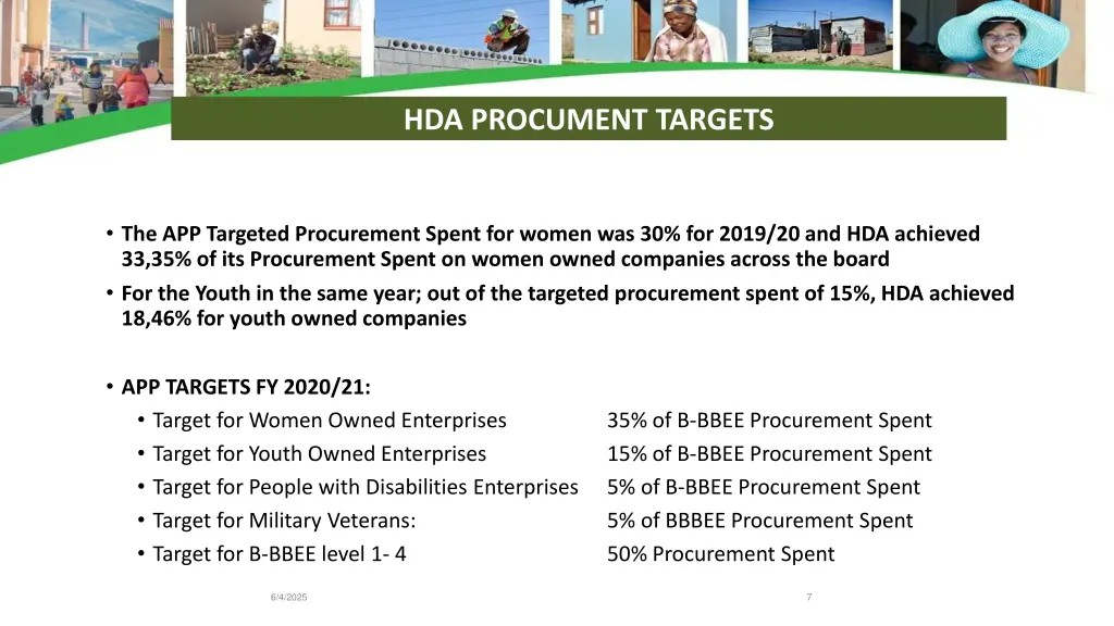 hda procument targets