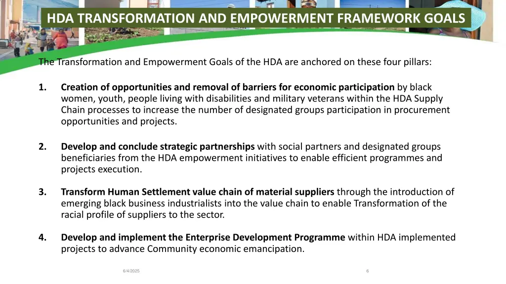 hda transformation and empowerment framework goals