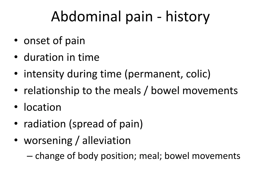 abdominal pain history