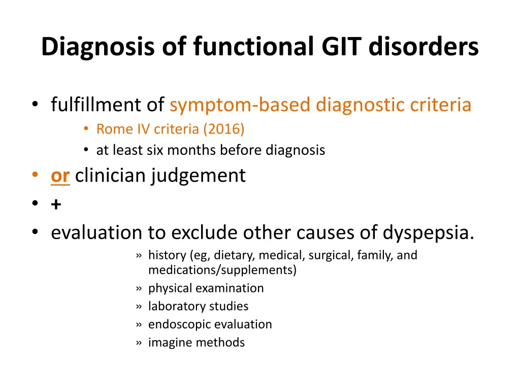 diagnosis of functional git disorders