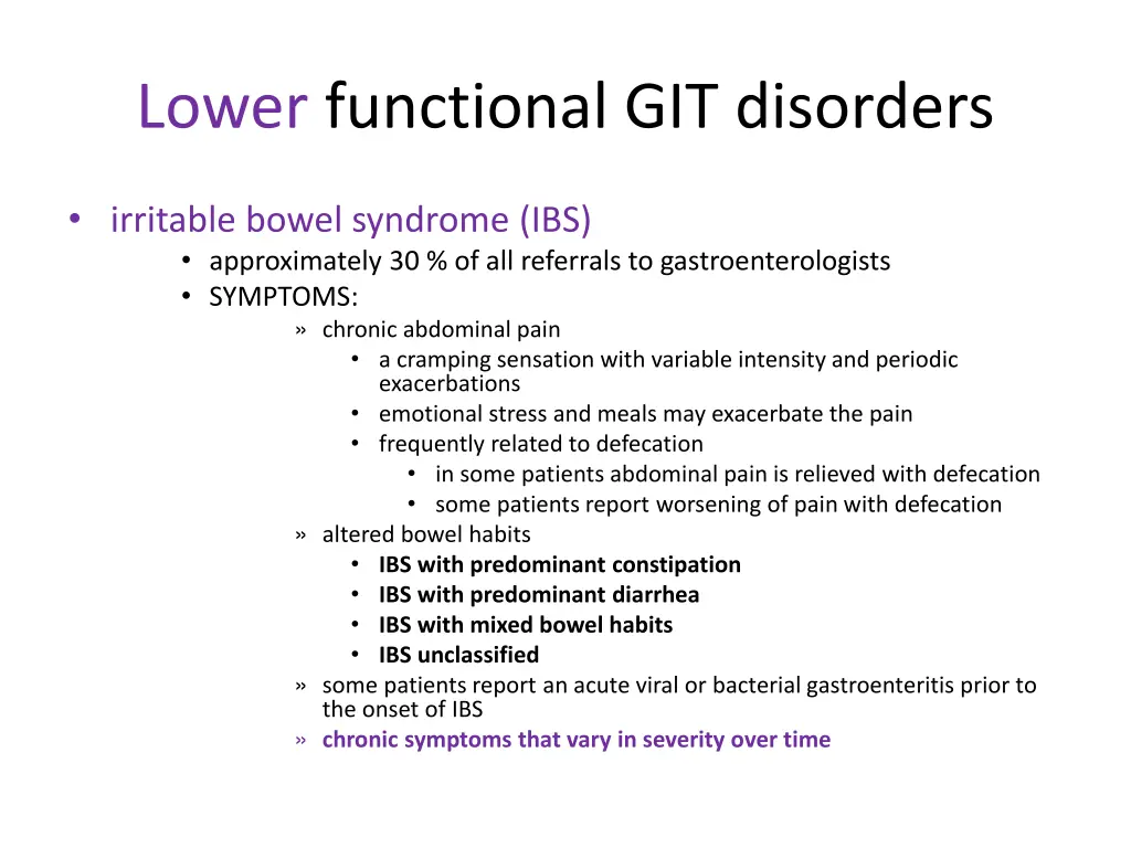 lower functional git disorders