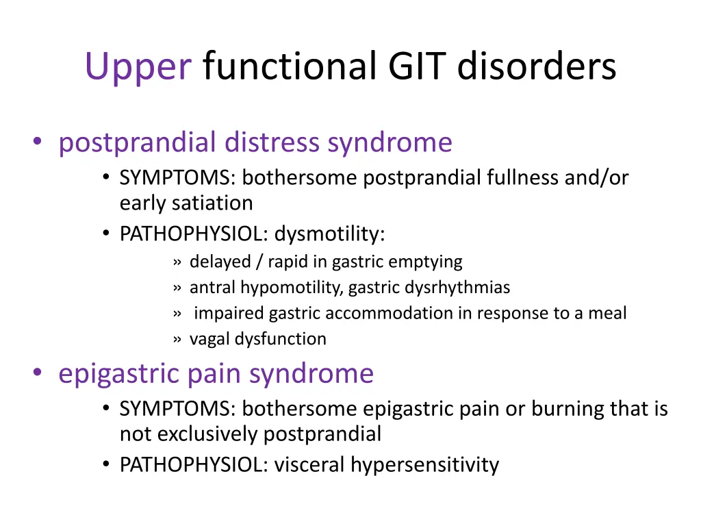 upper functional git disorders